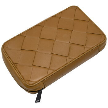 Bottega Veneta Intrecciato Maxi Travel Brown Pouch Leather Case